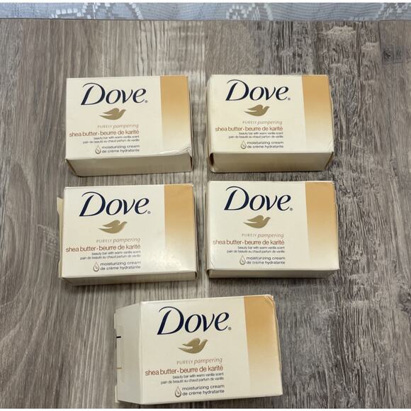 VTG Dove Shea Butter Bar Soap Purely Pampering Original 5 Pack bars - Picture 1 of 10
